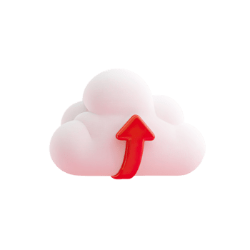3d icono de un blanco nube con un rojo subir flecha símbolo aislado en transparente antecedentes png