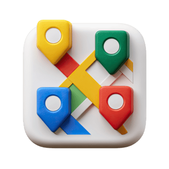 färgrik 3d ikon av Karta stift och korsande rutter på en vit avrundad fyrkant isolerat på transparent bakgrund png