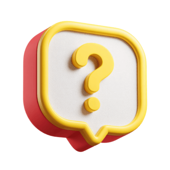 3D question mark icon inside a chat bubble for communication support and help isolated on transparent background png