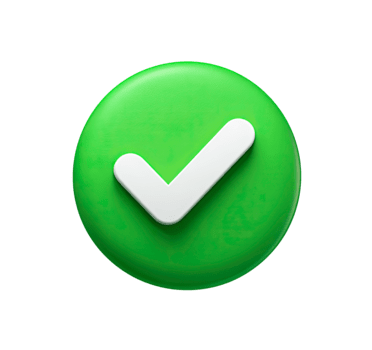 3d icona di un' verde segno di spunta pulsante per approvazione conferma isolato su trasparente sfondo png