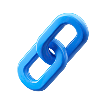 Blue chain link 3D icon representing connection and hyperlink isolated on transparent background png