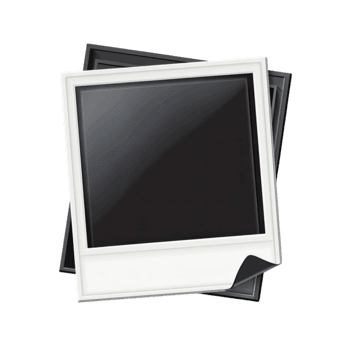 Instant photo frame with a blank screen and curled corner stacked on another isolated on transparent background png