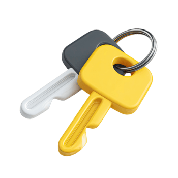 dois moderno chaves em uma metal chaveiro para segurança e Acesso soluções isolado em transparente fundo png