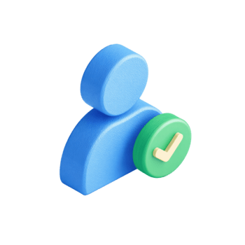 blå 3d användare profil ikon med grön bock bricka representerar verifiering isolerat på transparent bakgrund png