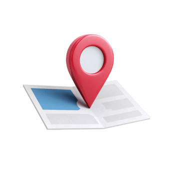 3d carta geografica perno icona marcatura un' specifico Posizione su un' piegato geografico carta geografica isolato su trasparente sfondo png