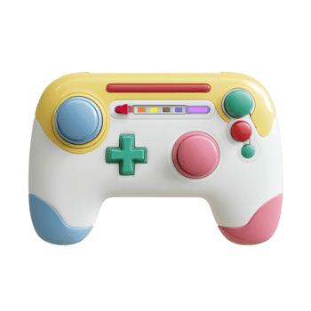 colorato 3d gioco controllore con luminosa pulsanti e joystick isolato su trasparente sfondo png