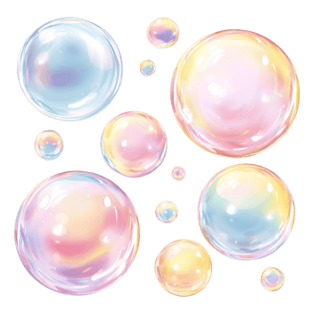 brillante iridescente sapone bolle galleggiante con colorato riflessi isolato su trasparente sfondo png