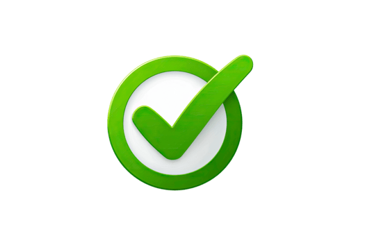 Green checkmark icon within a circle symbolizing approval and completion isolated on transparent background png