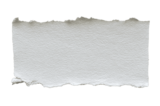 White torn paper rectangle with rough edges and visible fibers isolated on transparent background png