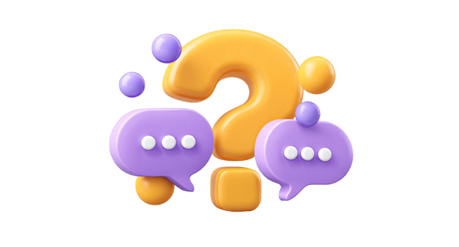 3d Frage Kennzeichen Symbol mit zwei Rede Luftblasen und schwebend Kugeln isoliert auf transparent Hintergrund png