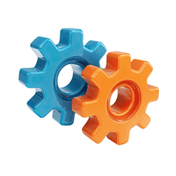 zwei 3d verriegelt Getriebe Darstellen Zusammenarbeit und mechanisch Prozess isoliert auf transparent Hintergrund png