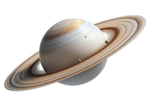 ringade planet med flera olika månar kretsande i djup Plats isolerat på transparent bakgrund png