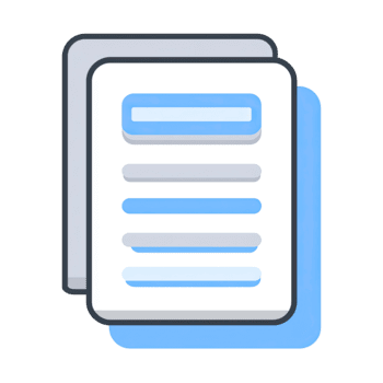 två skiktad dokumentera ikoner med blå text rader symboliserar digital filer isolerat på transparent bakgrund png
