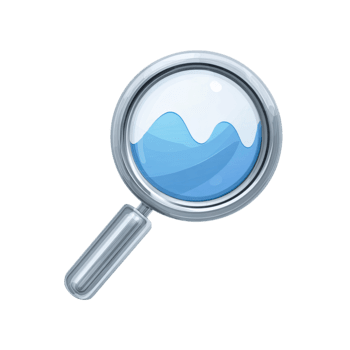 Magnifying glass with blue data graph inside for business analytics isolated on transparent background png