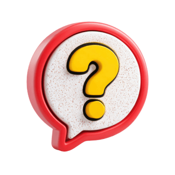 3D question mark icon in a red speech bubble with yellow symbol isolated on transparent background png