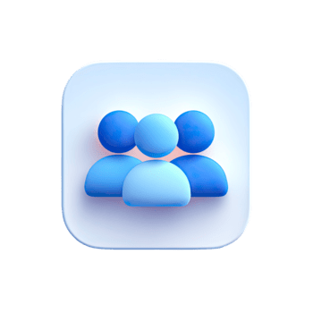 Three dimensional group icon representing community and social connection isolated on transparent background png