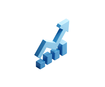 3d pil pekande upp från en bar Diagram representerar företag tillväxt och finansiell Framgång isolerat på transparent bakgrund png