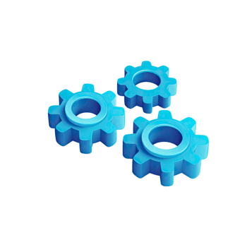 tre blå kugghjul ikon representerar inställningar konfiguration eller mekanisk bearbeta isolerat på transparent bakgrund png