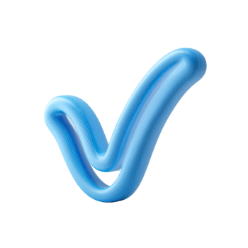 Blue three dimensional checkmark symbol representing confirmation and completion isolated on transparent background png