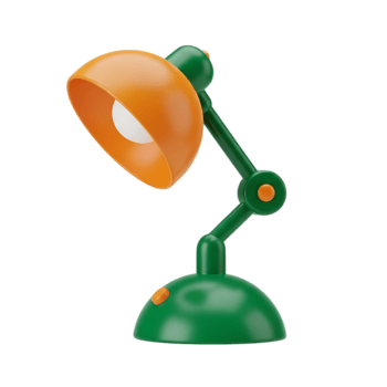 colorida 3d render do uma à moda escrivaninha luminária com laranja sombra e verde corpo png