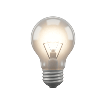 Illuminated 3d render of a classic light bulb with transparent background for design png