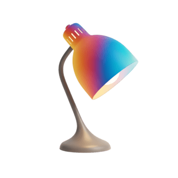 moderno 3d reso scrivania lampada illuminato con un' vivace pendenza colore schema png