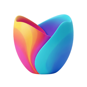 Abstract 3d render of colorful gradient shape isolated on a black background png