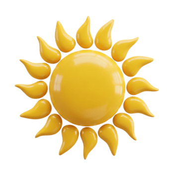 glansig gul 3d illustration av en Sol med transparent bakgrund för design element png