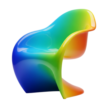 modern abstrakt 3d framställa av en eleganta virvlande stol med regnbåge Färg lutning på transparent bakgrund png