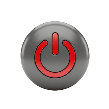 realista 3d prestados poder botón icono con rojo contorno en un negro transparente antecedentes png