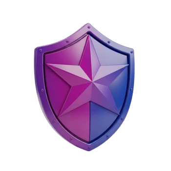 een kleurrijk 3d geven van een schild met een ster vertegenwoordigen bescherming en veiligheid png
