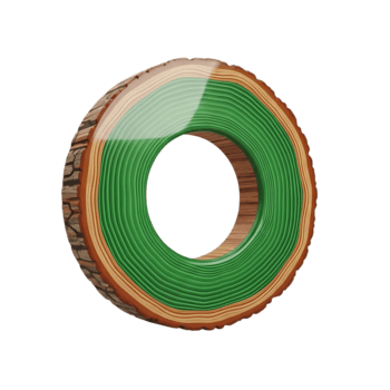 artistico 3d interpretazione di un' stilizzato attraversare sezione di un' albero squillare con vivace verde strati. png