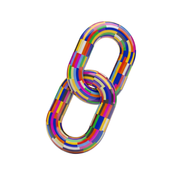 abstrato 3d render do intertravado cadeia ligações com colorida padronizar e transparente fundo png