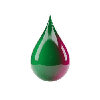 3d rendered drop of green and pink gradient color isolated on a black background png