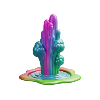 abstrakt 3d framställa av en färgrik utbrott fontän med transparent bakgrund png