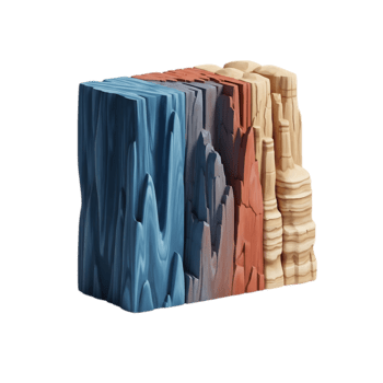estilizado 3d representación de en capas rocas o acantilados con diferente color paletas png