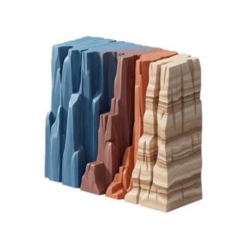 färgrik 3d framställa av skiktad klippor i en lutning stil idealisk för spel tillgångar png