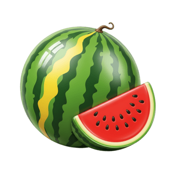 realista 3d Melancia ícone com uma fatia em transparente fundo para verão conceitos png