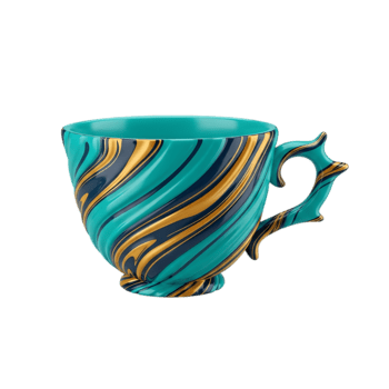 elegante cerceta e ouro rodopiou copo em uma Preto fundo perfeito para Projeto projetos png