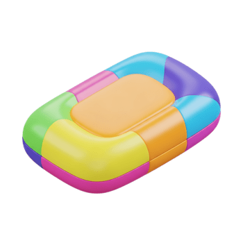 Vibrant 3d render of a colorful soap like object with transparent background png
