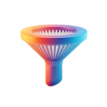 levendig 3d geven van een kleurrijk trechter ontwerp met helling en transparant achtergrond png