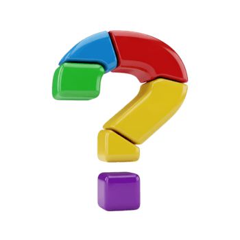 colorida 3d rendido questão marca construído a partir de geométrico blocos em transparente fundo png