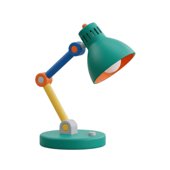 colorida 3d rendido escrivaninha luminária ilustração contra uma limpar \ limpo transparente fundo png