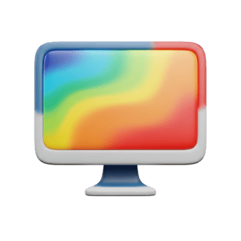 färgrik 3d framställa av en dator övervaka visning en regnbåge lutning på transparent bakgrund png