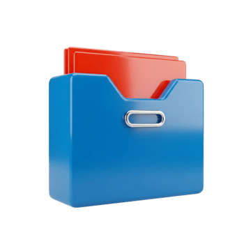 3d render do uma azul Arquivo pasta com vermelho papéis isolado em uma transparente fundo png