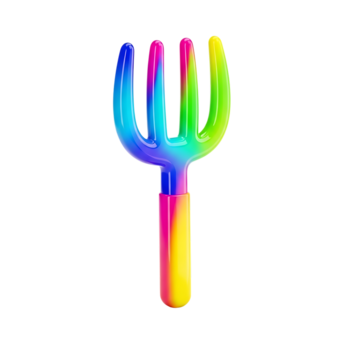 vibrerande 3d återges gaffel med en lutning regnbåge Färg palett på en transparent bakgrund png