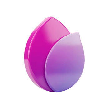 Modern abstract 3d icon of overlapping petal shapes with gradients on a transparent background png