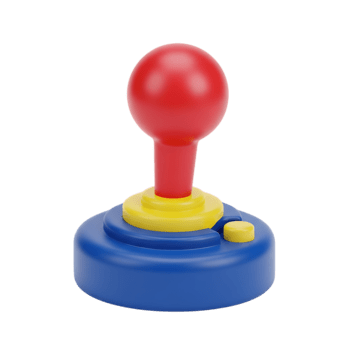 3d rendido controle de video game ícone com vermelho bola e colorida botões em uma transparente fundo png