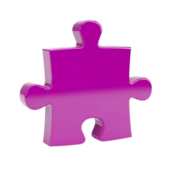 brilhante magenta enigma peça isolado em Preto fundo simbolizando conexão e problema resolução png