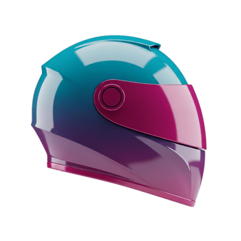 Glossy 3d rendering of a modern motorcycle helmet with a gradient design for safety png